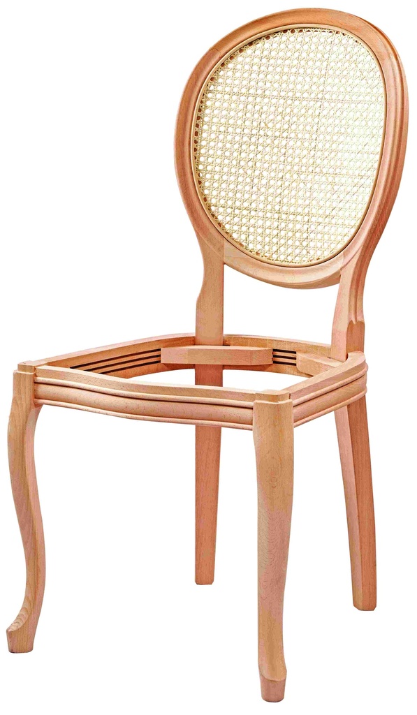 Chaise en bois squelette avec rotin
