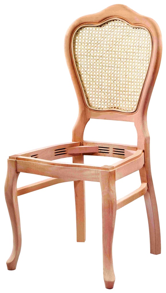 Chaise en bois squelette avec rotin