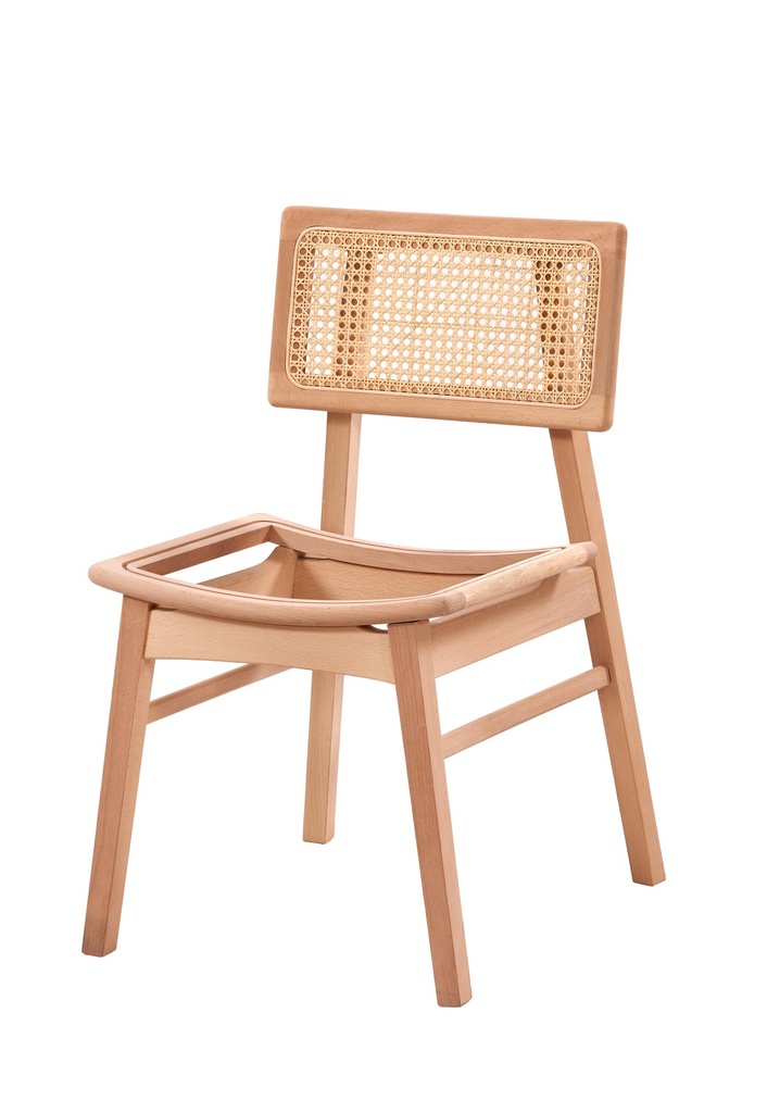 Skeleton wooden chair with rattan