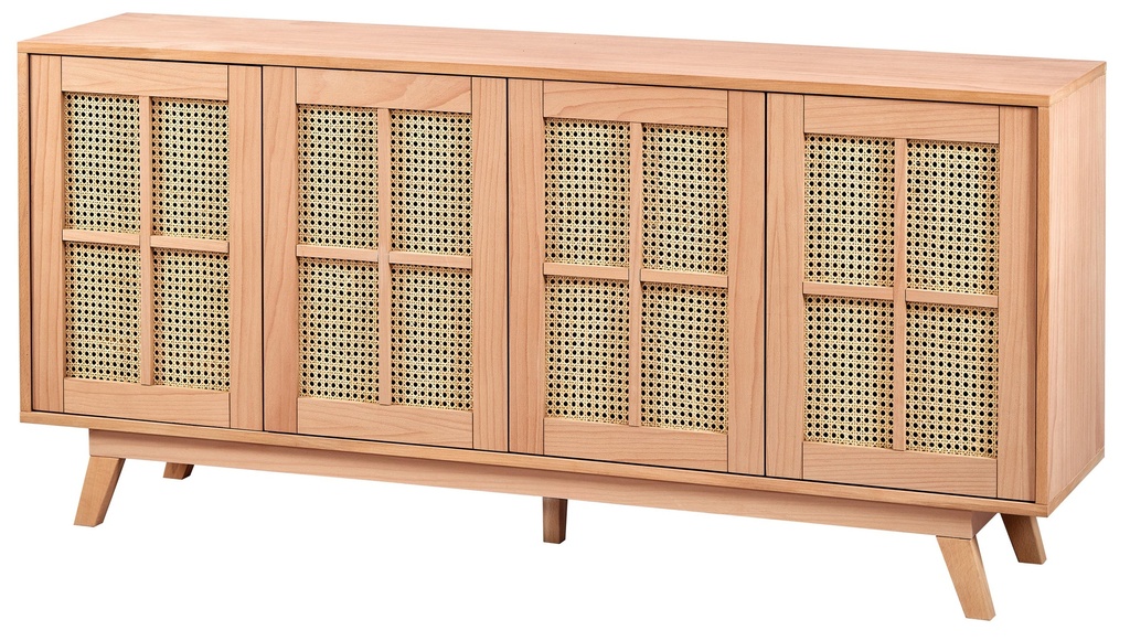 Serviteur en bois avec rotin