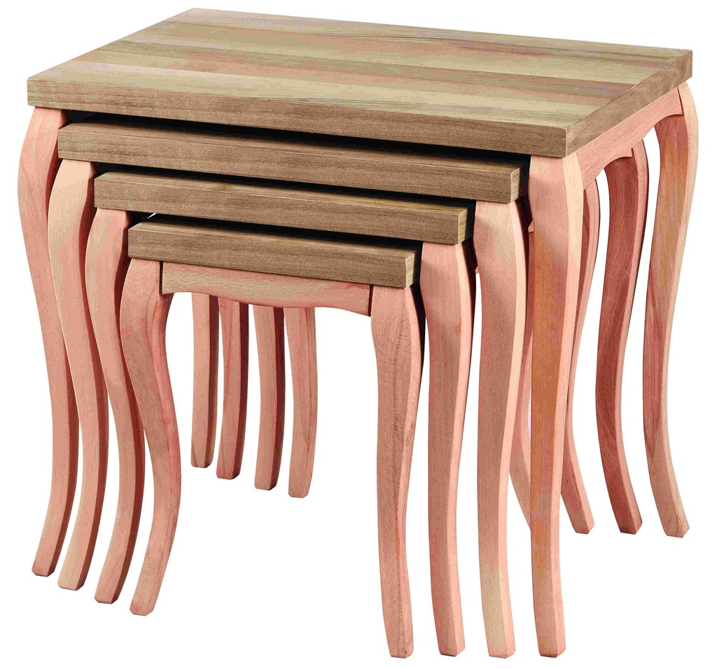 Set of wooden tables with walnut veneer