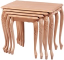 Set of wooden tables with sculpture