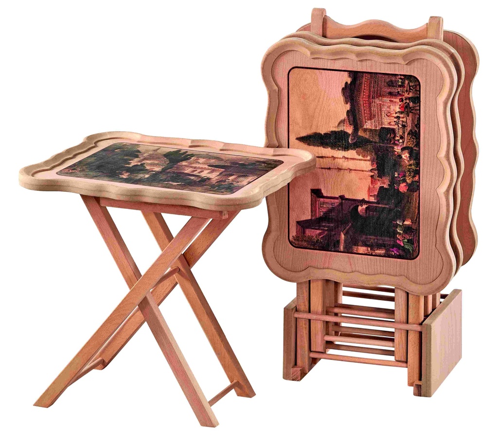 Set of printed wood tables