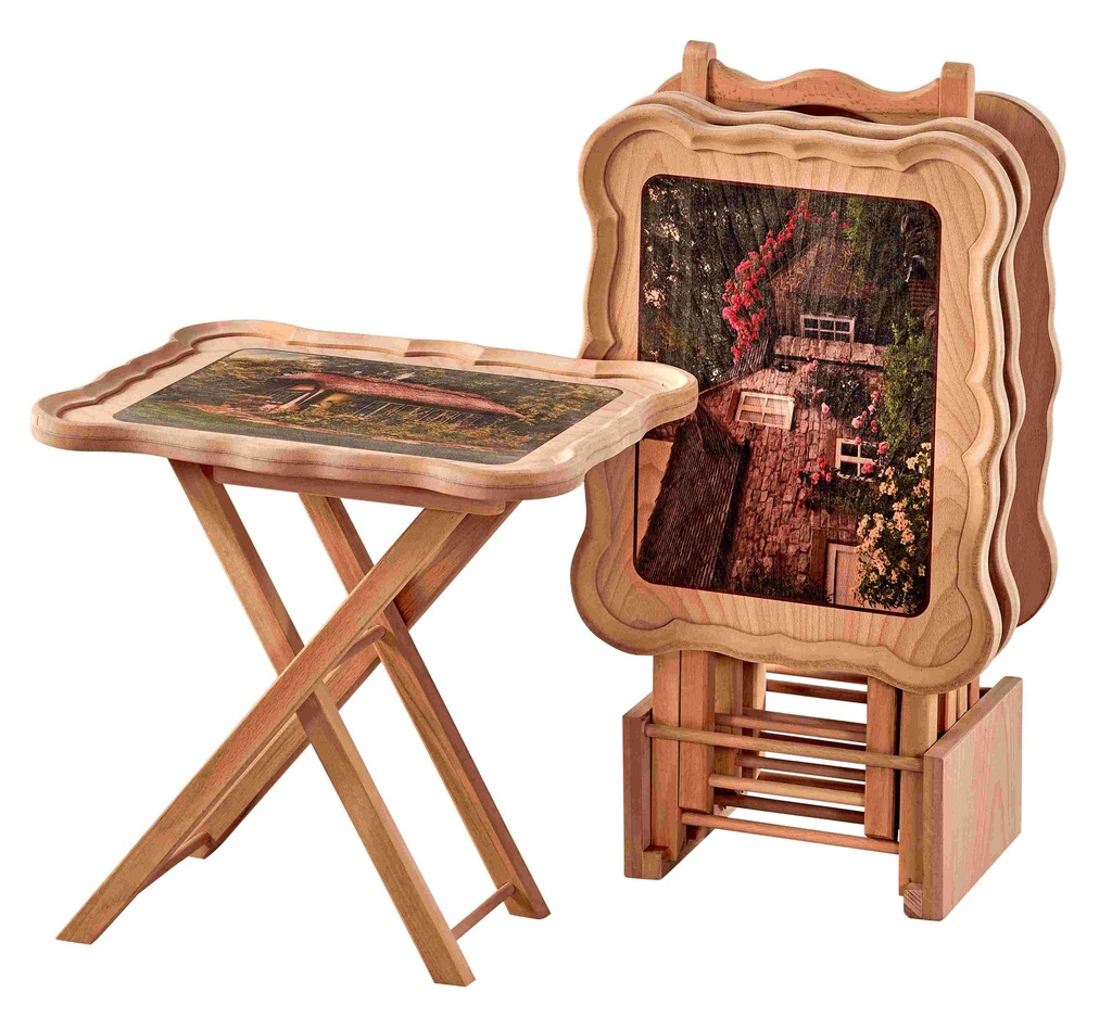 Ensemble de tables en bois imprimées