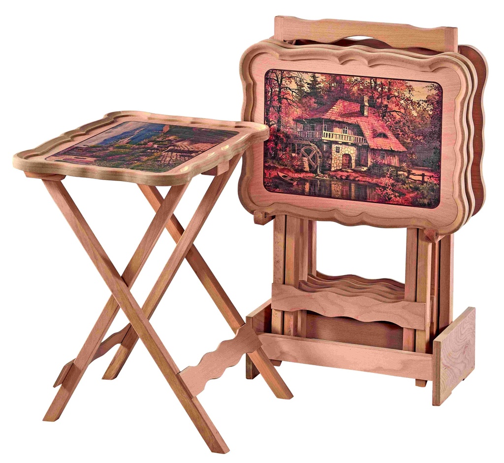 Ensemble de tables en bois imprimées