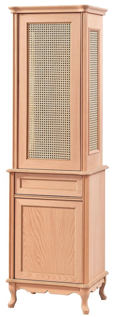 Vitrine en bois avec rotin