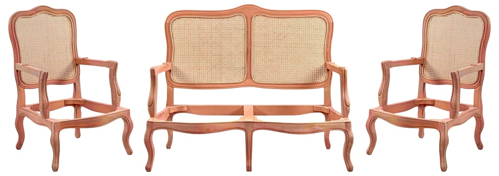 SET CANAPEA+FOTOLII DIN LEMN CU RATAN