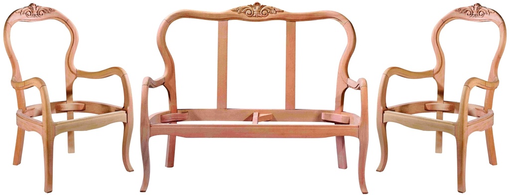 SET CANAPEA+FOTOLII DIN LEMN CU SCULPTURA