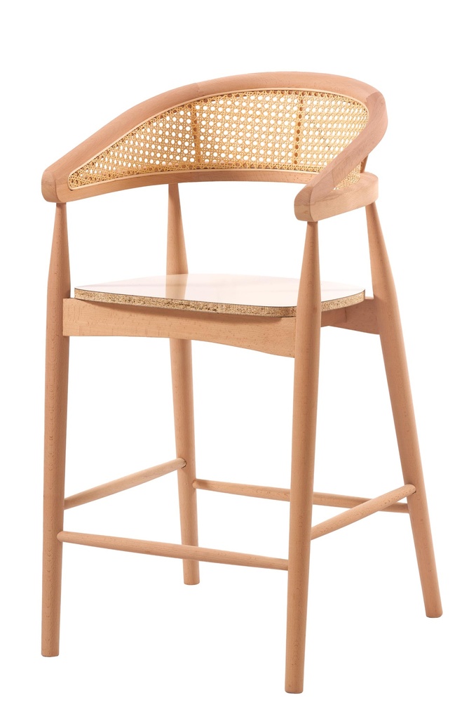 SCHELET SCAUN BAR DIN LEMN CU BRATE SI RATAN