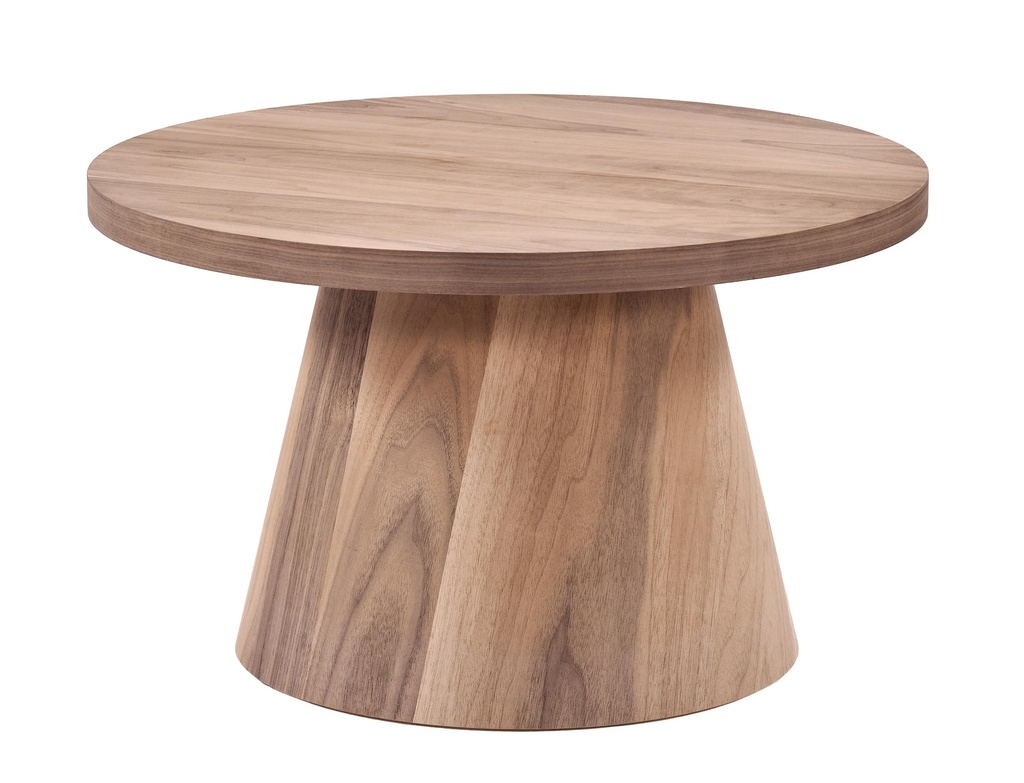 MASUTA CAFEA ROTUNDA DIN LEMN CU FURNIR DE NUC