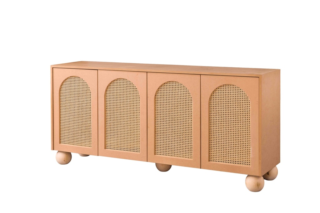 SERVANTA DIN LEMN SI MDF CU RATAN