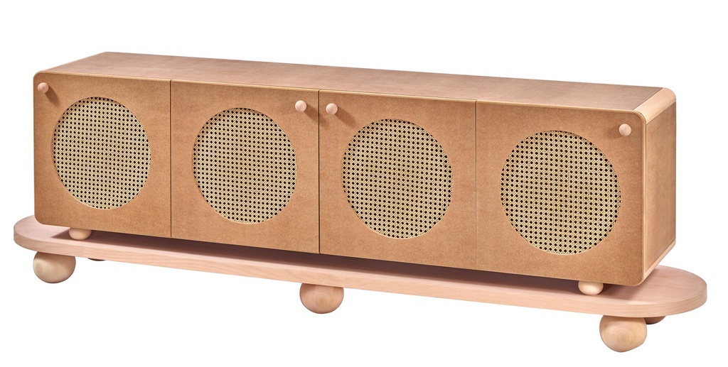 SERVANTA DIN LEMN SI MDF CU RATAN