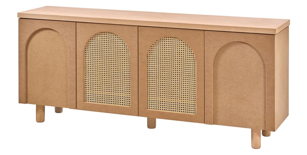 SERVANTA DIN LEMN SI MDF CU RATAN