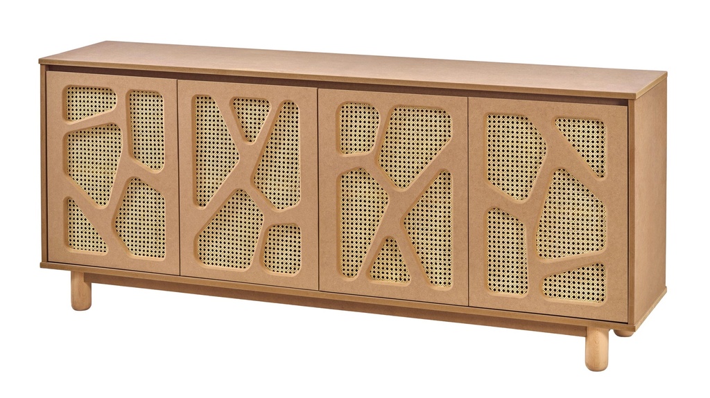 SERVANTA DIN LEMN SI MDF CU RATAN