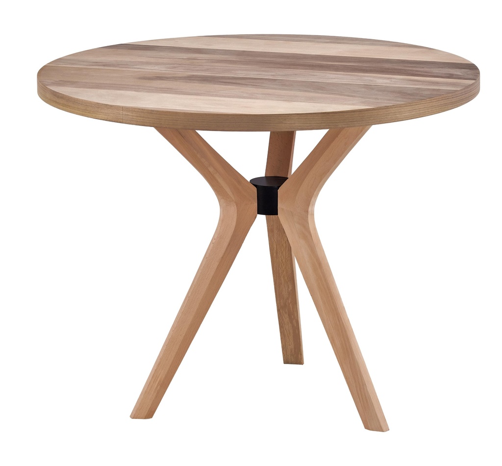 MASA ROTUNDA FIXA DIN LEMN CU FURNIR DE NUC