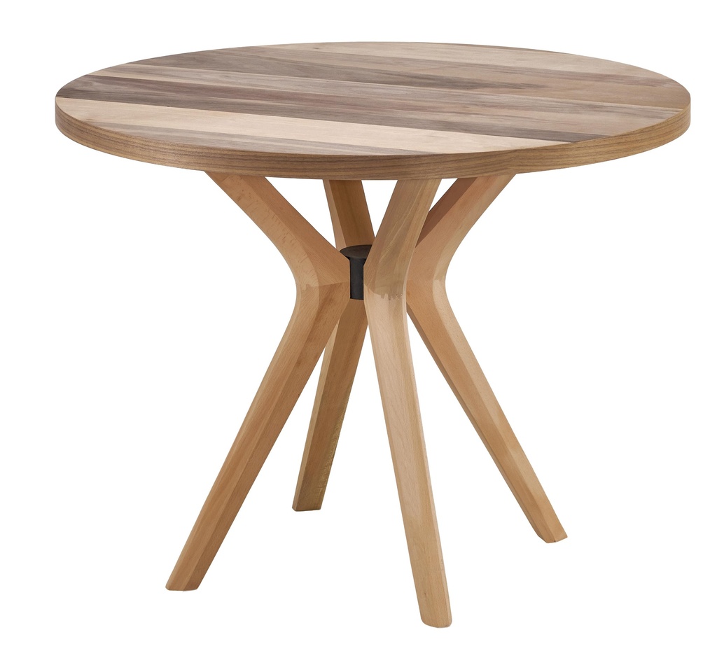 MASA ROTUNDA FIXA DIN LEMN CU FURNIR DE NUC