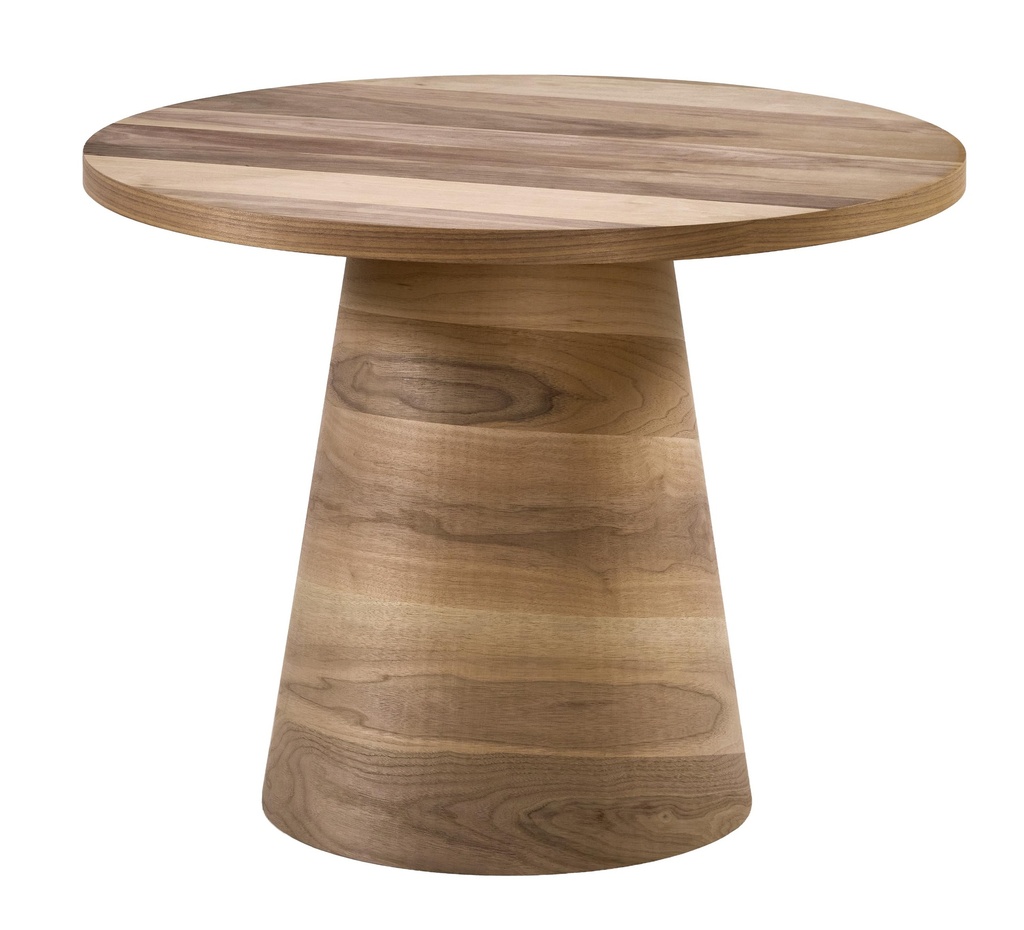 MASA ROTUNDA FIXA DIN LEMN CU FURNIR DE NUC