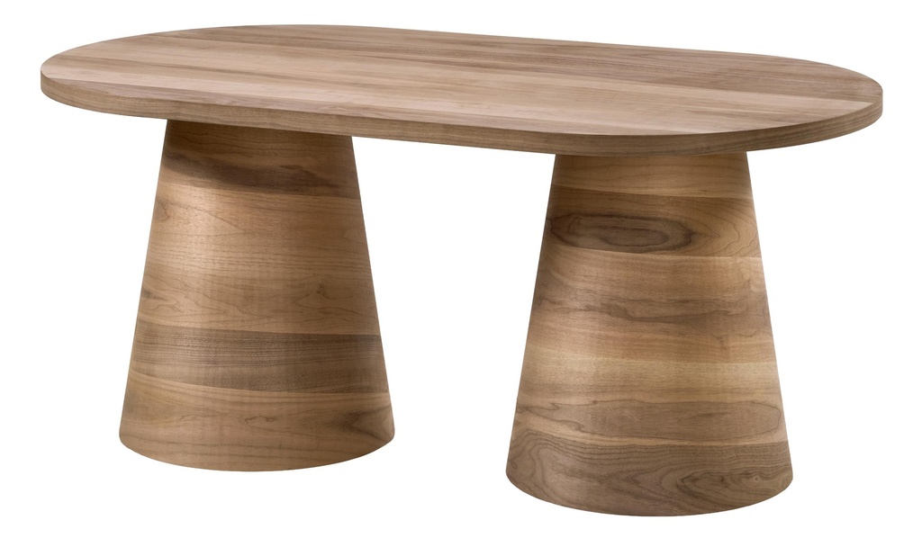 MASA OVALA FIXA DIN LEMN CU FURNIR DE NUC