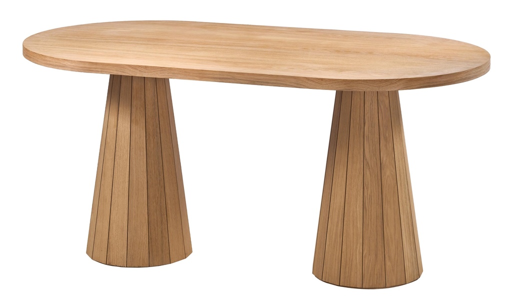 MASA OVALA FIXA DIN LEMN CU FURNIR DE STEJAR