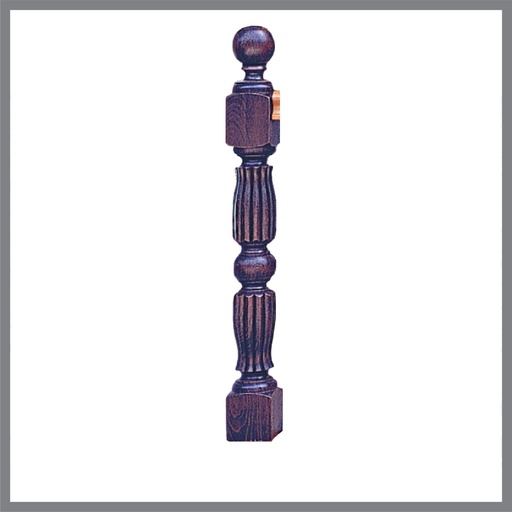 [NO-60] Hölzerne Geländersäule mit Skulpturen