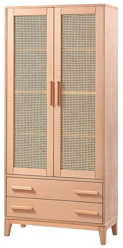 [6815S] Bibliothèque en bois avec rotin