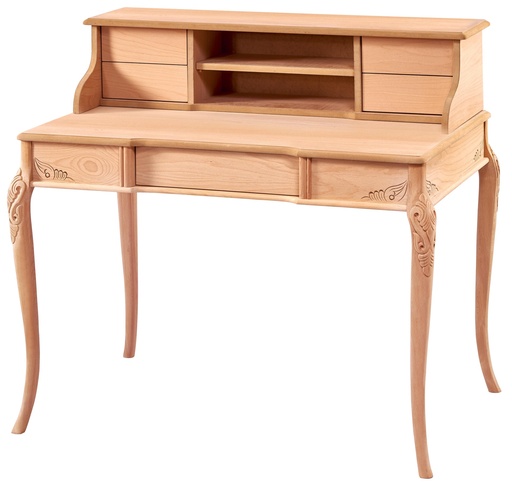 [2917S] Bureau en bois avec étagère et sculpture