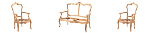 [562N] Sofa en bois squelette avec sculpture
