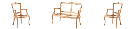 [565N] Sofa en bois squelette avec sculpture