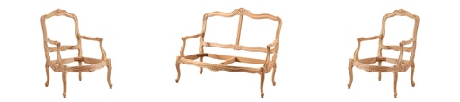 [563N] Skeleton wooden sofa with sculpture
