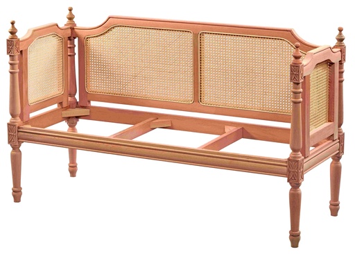 [KOL-107] Sofa en bois squelette avec sculpture et rotin