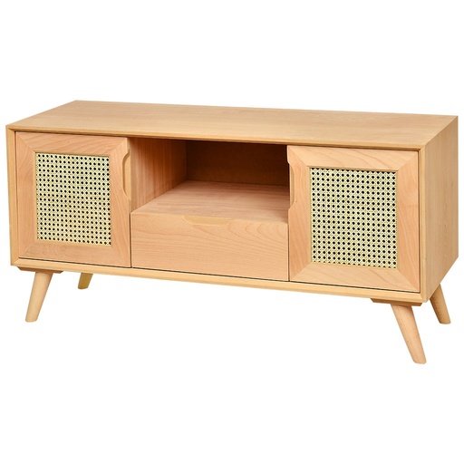 [1022C] The chest of wooden TV with rattan