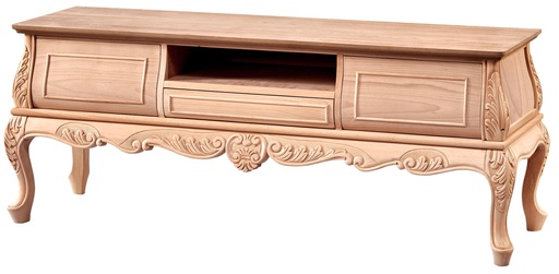 [5367S] The chest of wooden TV with sculpture