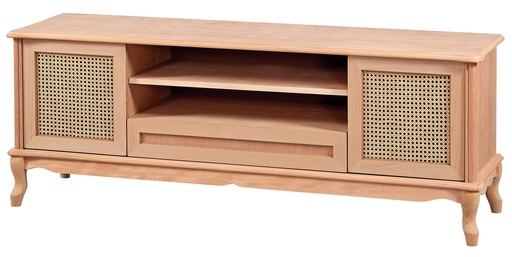 [5377S] The chest of wooden TV with rattan
