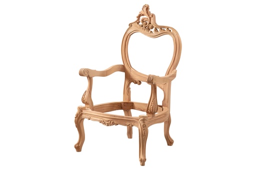 [519N] Skeleton wooden armchair with sculpture