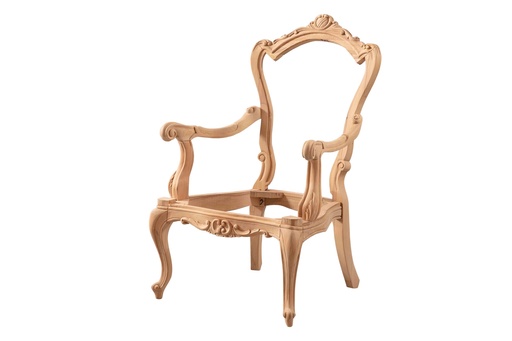 [4125N] Skeleton wooden armchair with sculpture