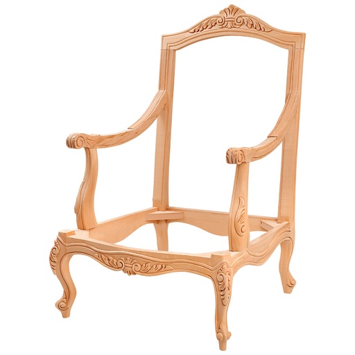 [1838C] Fauteuil squelette en bois avec sculpture