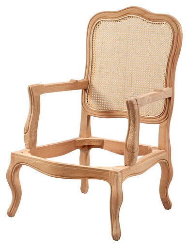 [4820S] Skeleton wooden armchair with rattan
