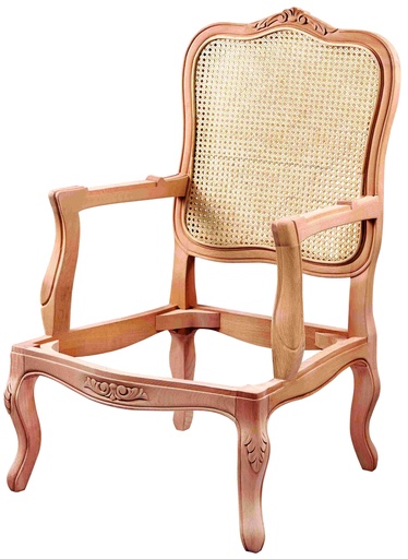 [BRJ-110] Skeleton wooden armchair with rattan and sculpture