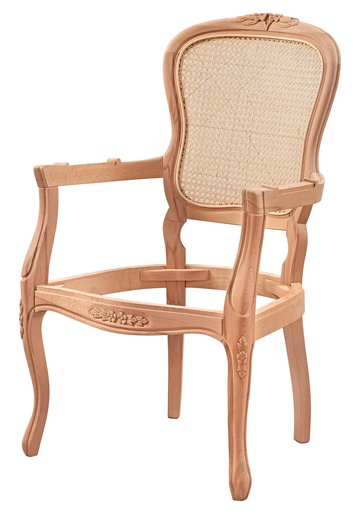 [4830S] Skeleton wooden armchair with rattan and sculpture