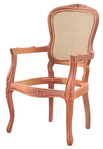 [BRJ-116] Skeleton wooden armchair with rattan and sculpture