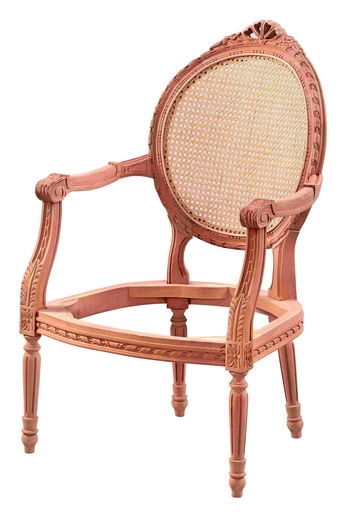 [BRJ-126] Skeleton wooden armchair with rattan and sculpture