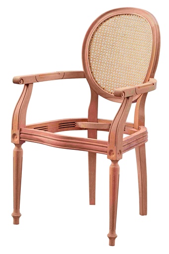 [BRJ-132] Fauteuil squelette en bois avec rotin