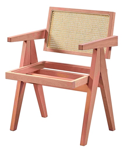 [BRJ-138] Fauteuil squelette en bois avec rotin