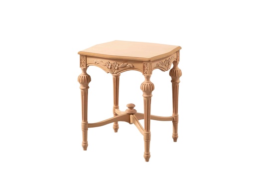 [6132N] Wooden round table with sculpture