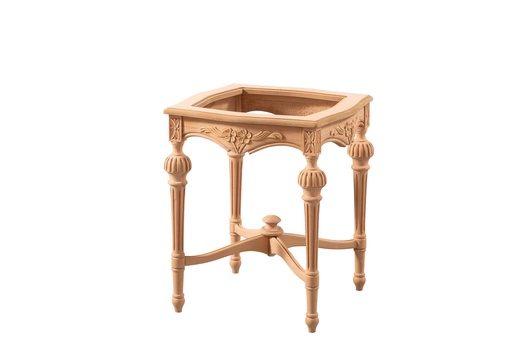 [6133N] Table ronde en bois avec sculpture