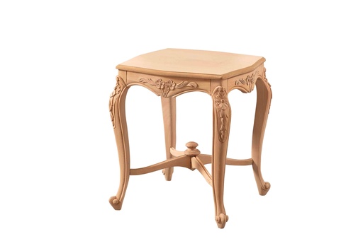 [6129N] Hölzerner quadratischer Tisch mit Skulptur