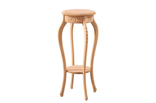 [727N] Table ronde en bois avec sculpture