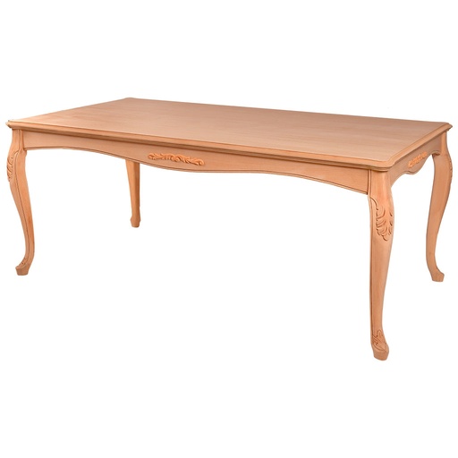 [1288C] Fester rechteckiger Tisch aus Holz mit Skulptur