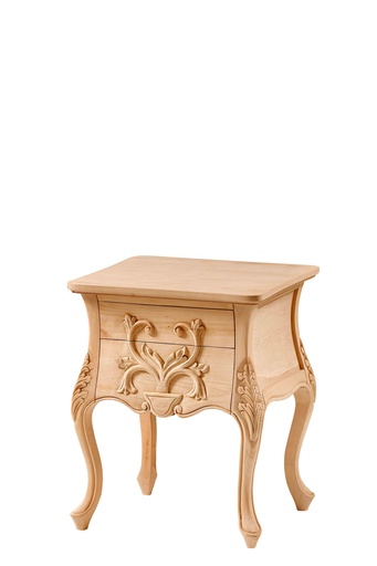 [6518N] Table de chevet en bois avec sculpture