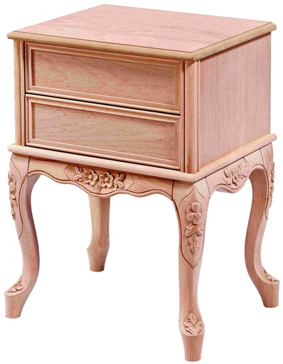 [KOM-131] Wooden bedside table with sculpture